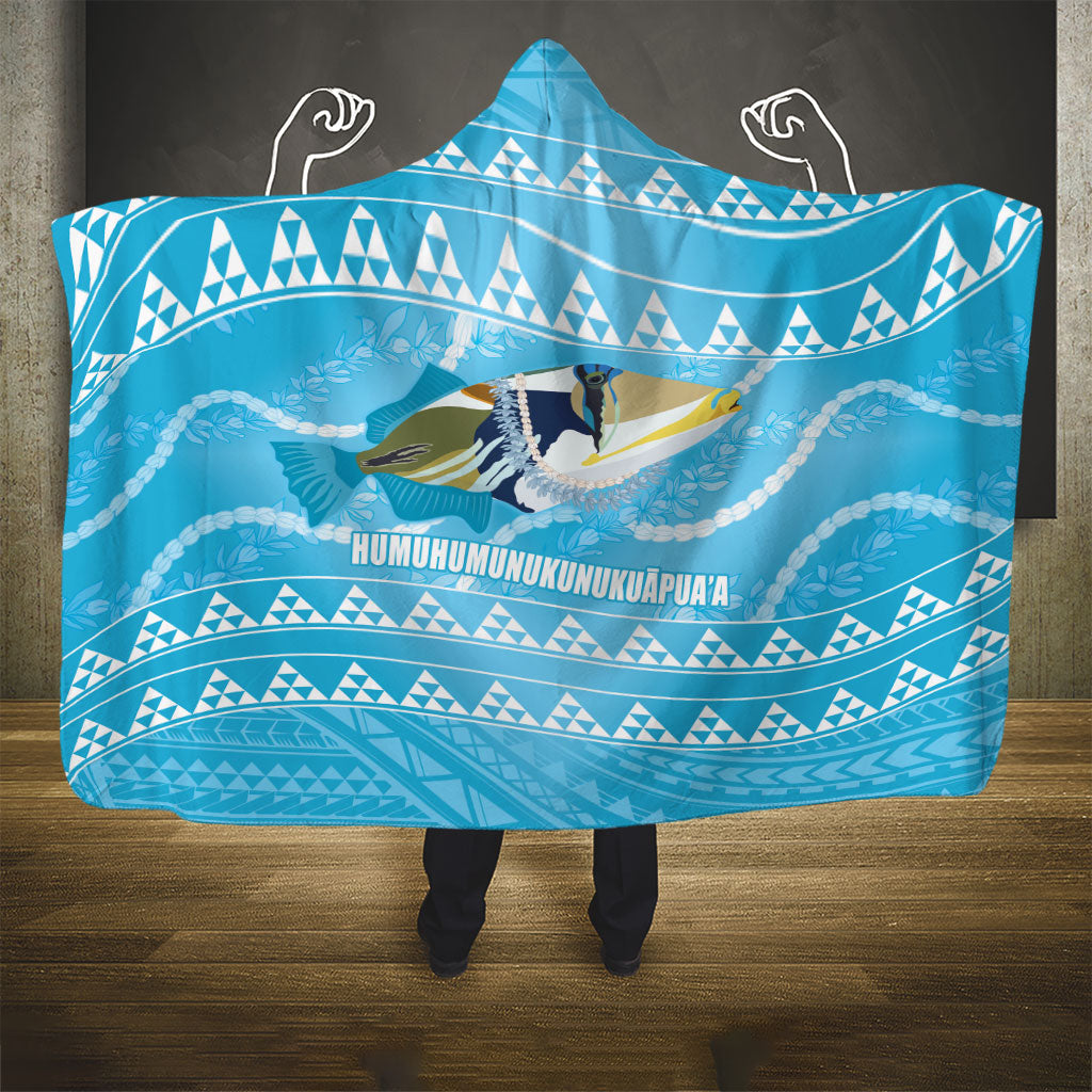 Aloha Hawaii Humuhumu Reef Triggerfish Hooded Blanket Hawaiian Leis Kakau Pattern LT14 - Polynesian Pride