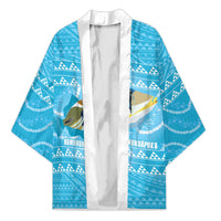 Aloha Hawaii Humuhumu Reef Triggerfish Kimono Hawaiian Leis Kakau Pattern LT14 Unisex Blue - Polynesian Pride