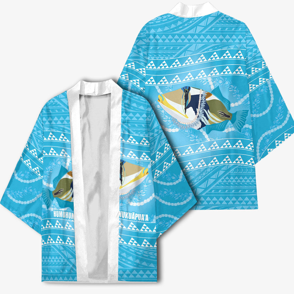 Aloha Hawaii Humuhumu Reef Triggerfish Kimono Hawaiian Leis Kakau Pattern LT14 - Polynesian Pride