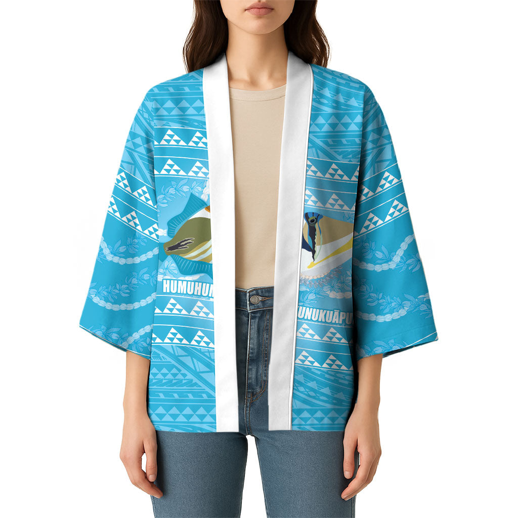 Aloha Hawaii Humuhumu Reef Triggerfish Kimono Hawaiian Leis Kakau Pattern LT14 - Polynesian Pride