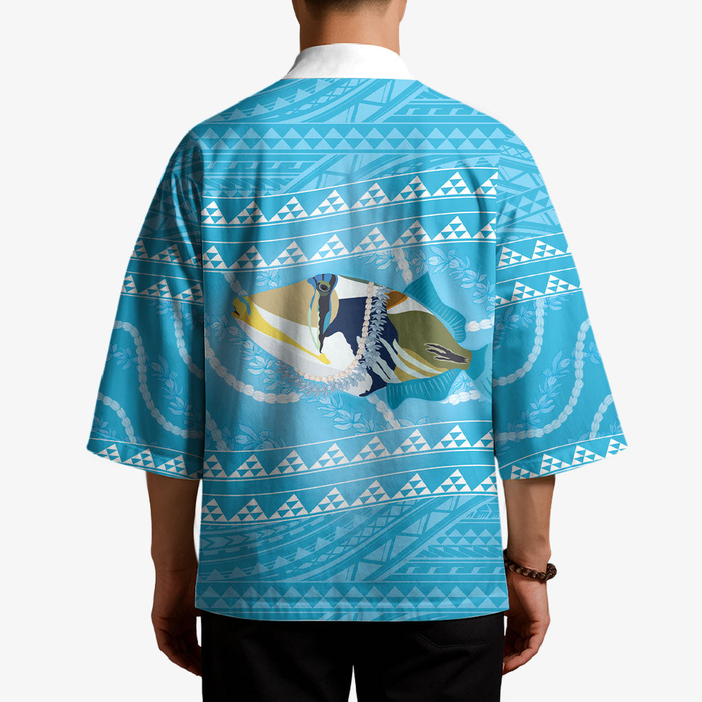 Aloha Hawaii Humuhumu Reef Triggerfish Kimono Hawaiian Leis Kakau Pattern LT14 - Polynesian Pride