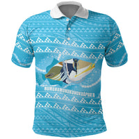 Aloha Hawaii Humuhumu Reef Triggerfish Polo Shirt Hawaiian Leis Kakau Pattern LT14 Blue - Polynesian Pride