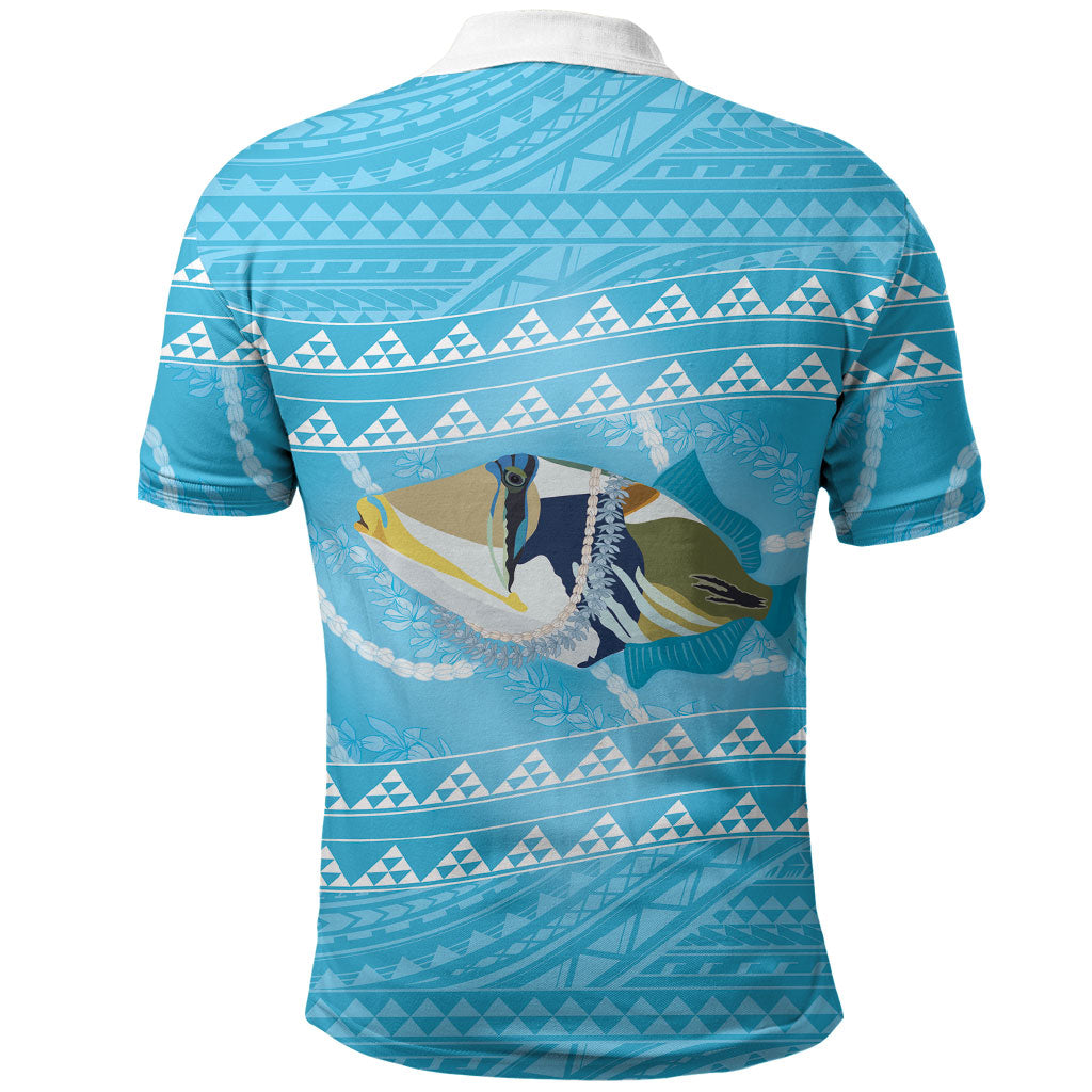 Aloha Hawaii Humuhumu Reef Triggerfish Polo Shirt Hawaiian Leis Kakau Pattern LT14 - Polynesian Pride