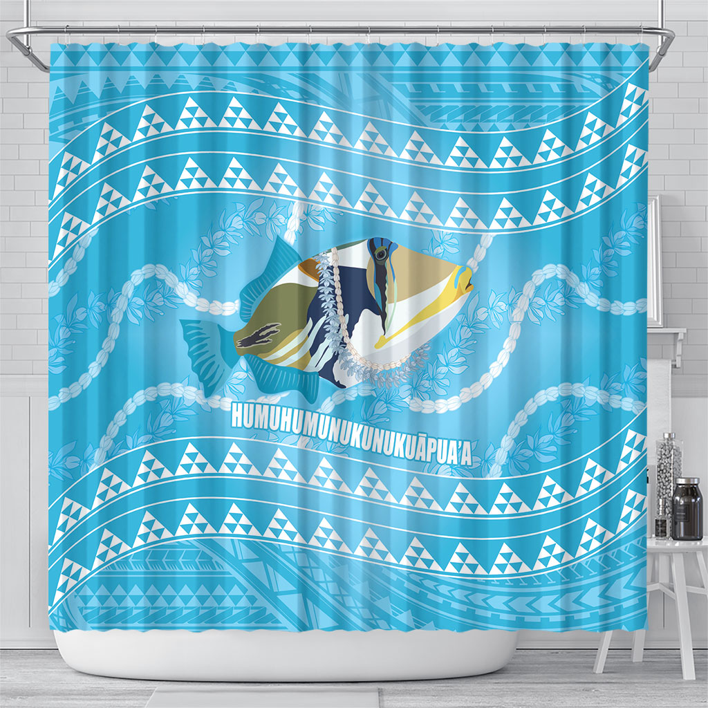 Aloha Hawaii Humuhumu Reef Triggerfish Shower Curtain Hawaiian Leis Kakau Pattern LT14 - Polynesian Pride