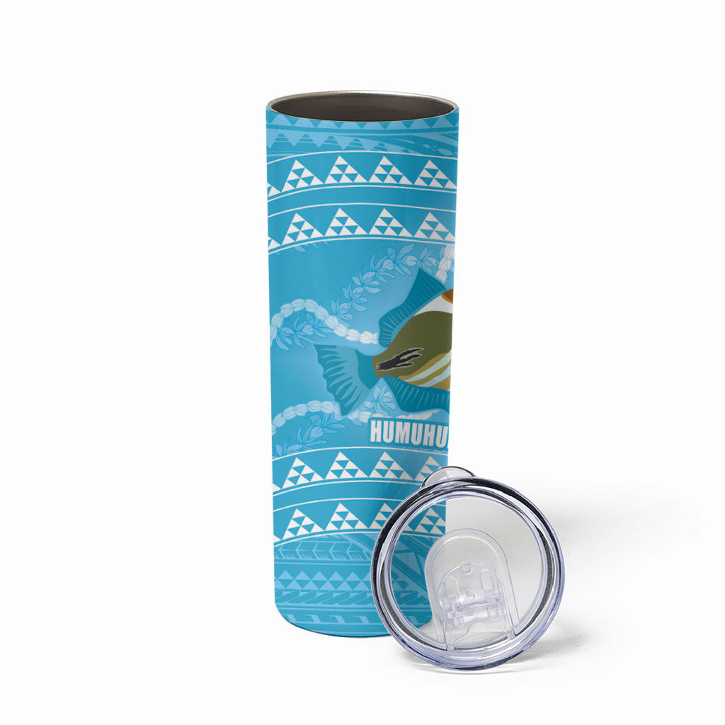 Aloha Hawaii Humuhumu Reef Triggerfish Skinny Tumbler Hawaiian Leis Kakau Pattern LT14 - Polynesian Pride