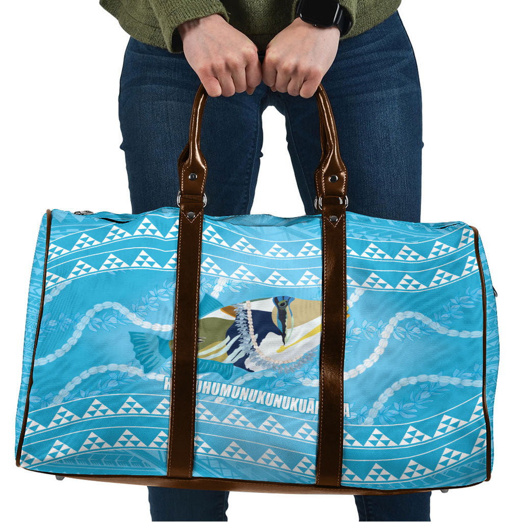 Aloha Hawaii Humuhumu Reef Triggerfish Travel Bag Hawaiian Leis Kakau Pattern LT14 Blue - Polynesian Pride