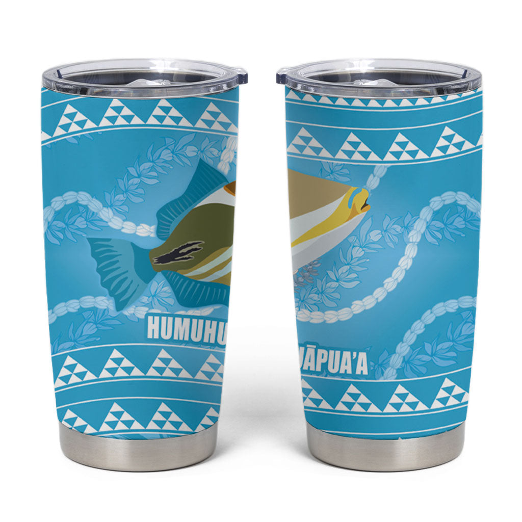 Aloha Hawaii Humuhumu Reef Triggerfish Tumbler Cup Hawaiian Leis Kakau Pattern LT14 Blue - Polynesian Pride
