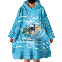Aloha Hawaii Humuhumu Reef Triggerfish Wearable Blanket Hoodie Hawaiian Leis Kakau Pattern LT14 - Polynesian Pride