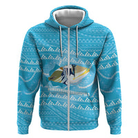 Aloha Hawaii Humuhumu Reef Triggerfish Zip Hoodie Hawaiian Leis Kakau Pattern LT14 Zip Hoodie Blue - Polynesian Pride
