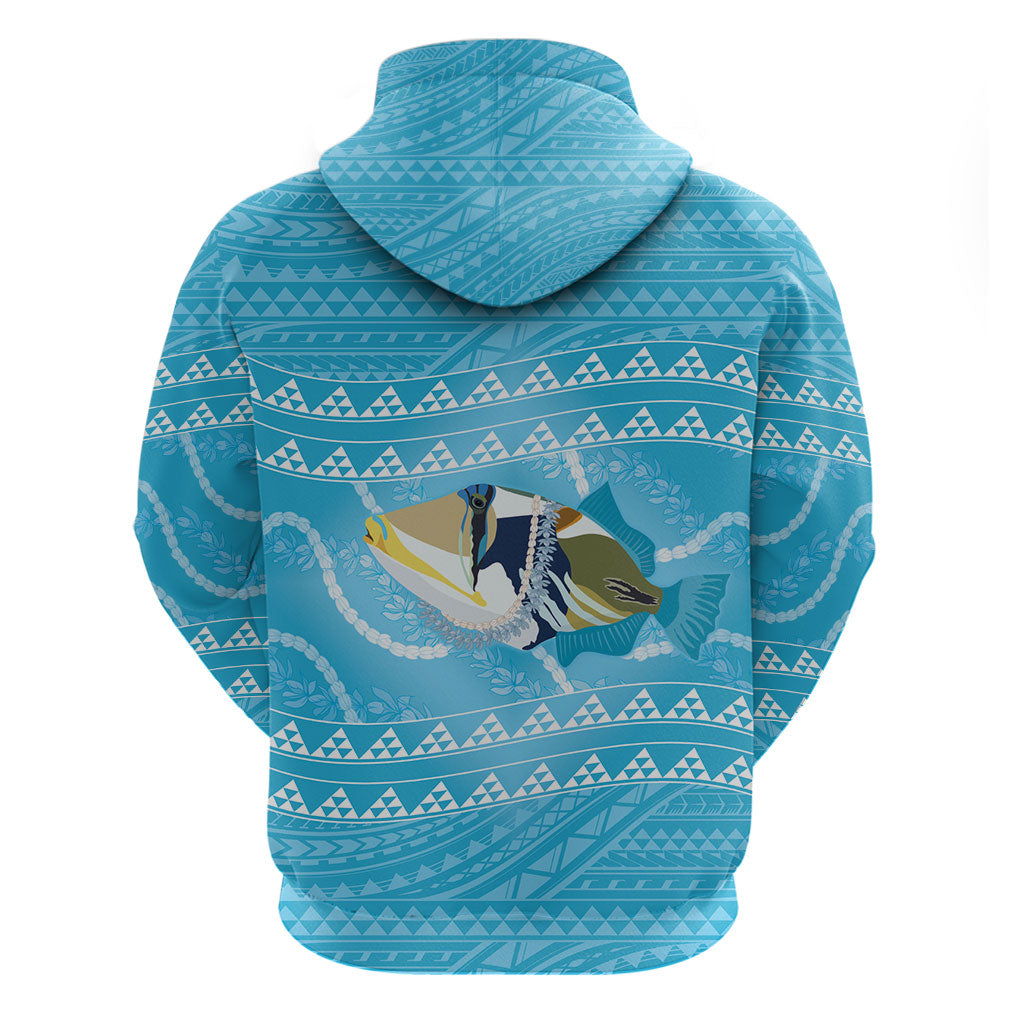 Aloha Hawaii Humuhumu Reef Triggerfish Zip Hoodie Hawaiian Leis Kakau Pattern LT14 - Polynesian Pride