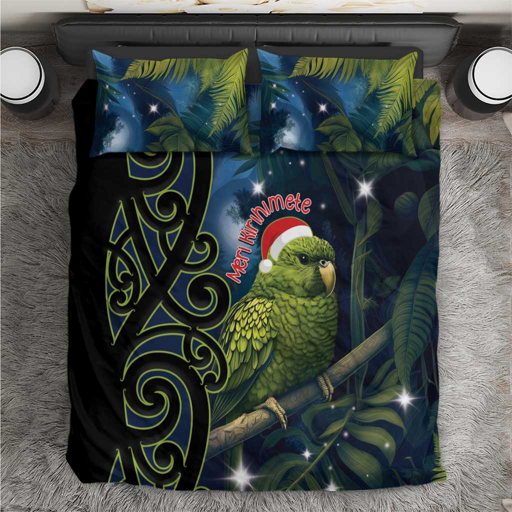 New Zealand Christmas Bedding Set Cute Kakapo Meri Kirihimete Maori Koru