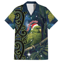New Zealand Christmas Family Matching Long Sleeve Bodycon Dress and Hawaiian Shirt Cute Kakapo Meri Kirihimete Maori Koru LT14 Dad's Shirt - Short Sleeve Blue - Polynesian Pride