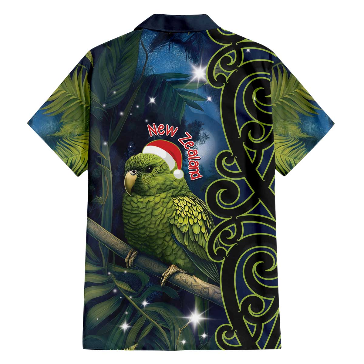 New Zealand Christmas Family Matching Off The Shoulder Long Sleeve Dress and Hawaiian Shirt Cute Kakapo Meri Kirihimete Maori Koru