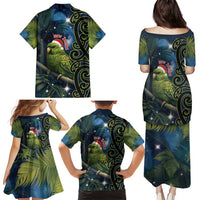 New Zealand Christmas Family Matching Puletasi and Hawaiian Shirt Cute Kakapo Meri Kirihimete Maori Koru LT14 - Polynesian Pride