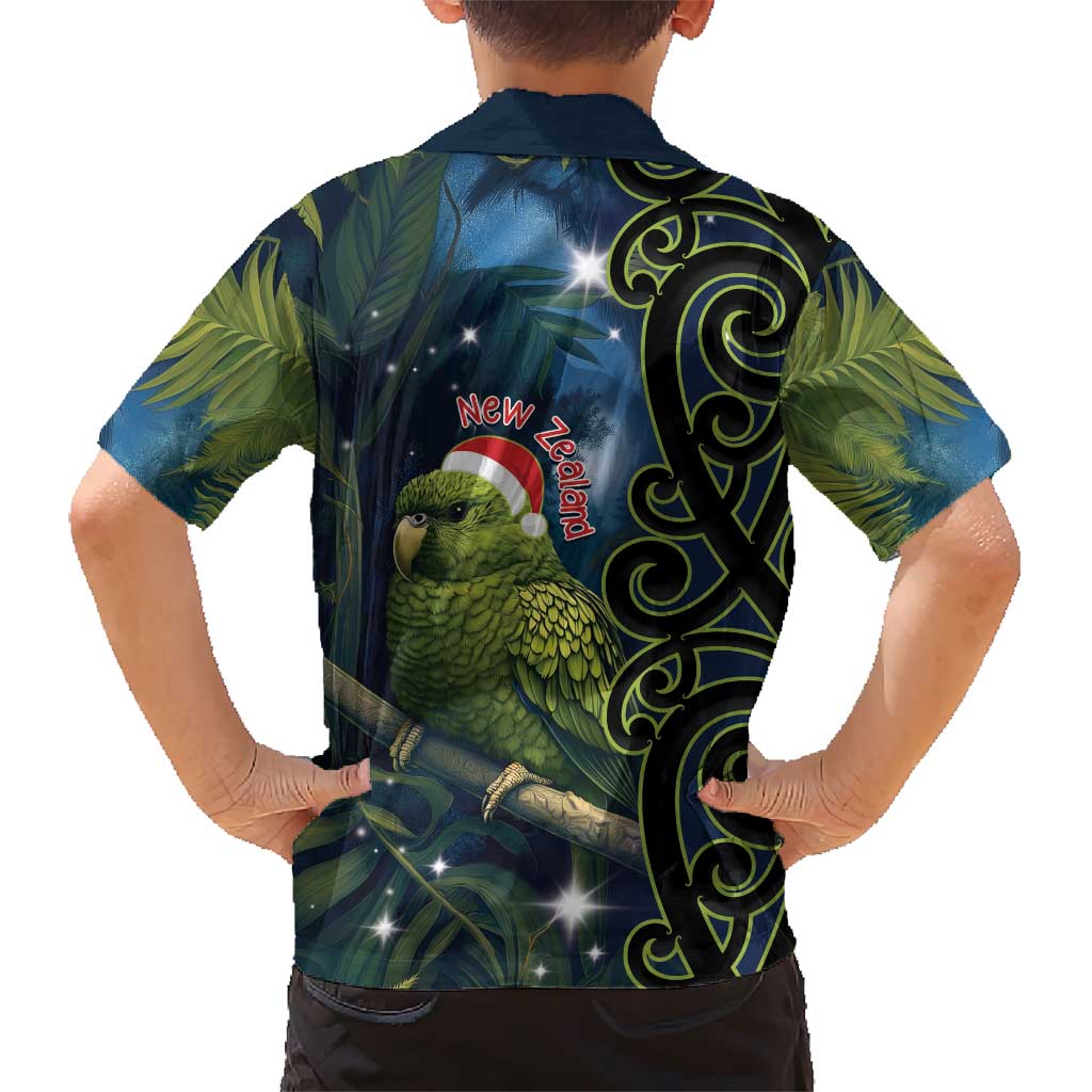 New Zealand Christmas Family Matching Short Sleeve Bodycon Dress and Hawaiian Shirt Cute Kakapo Meri Kirihimete Maori Koru LT14 - Polynesian Pride