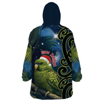 New Zealand Christmas Wearable Blanket Hoodie Cute Kakapo Meri Kirihimete Maori Koru
