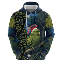 New Zealand Christmas Zip Hoodie Cute Kakapo Meri Kirihimete Maori Koru LT14 - Polynesian Pride