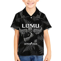 New Zealand Silver Fern Rugby Family Matching Summer Maxi Dress and Hawaiian Shirt Aotearoa Godfather Proud Gone But Never Forgotten LT14 Son's Shirt Black - Polynesian Pride