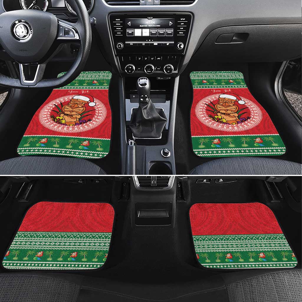 Personalized Hawaii Christmas Car Mats Tiki Santa Mele Kalikimaka