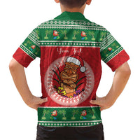 Personalized Hawaii Christmas Family Matching Long Sleeve Bodycon Dress and Hawaiian Shirt Tiki Santa Mele Kalikimaka LT14 - Polynesian Pride