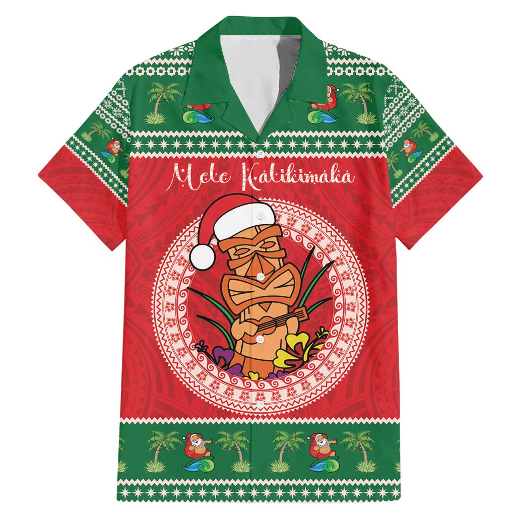 Personalized Hawaii Christmas Family Matching Mermaid Dress and Hawaiian Shirt Tiki Santa Mele Kalikimaka