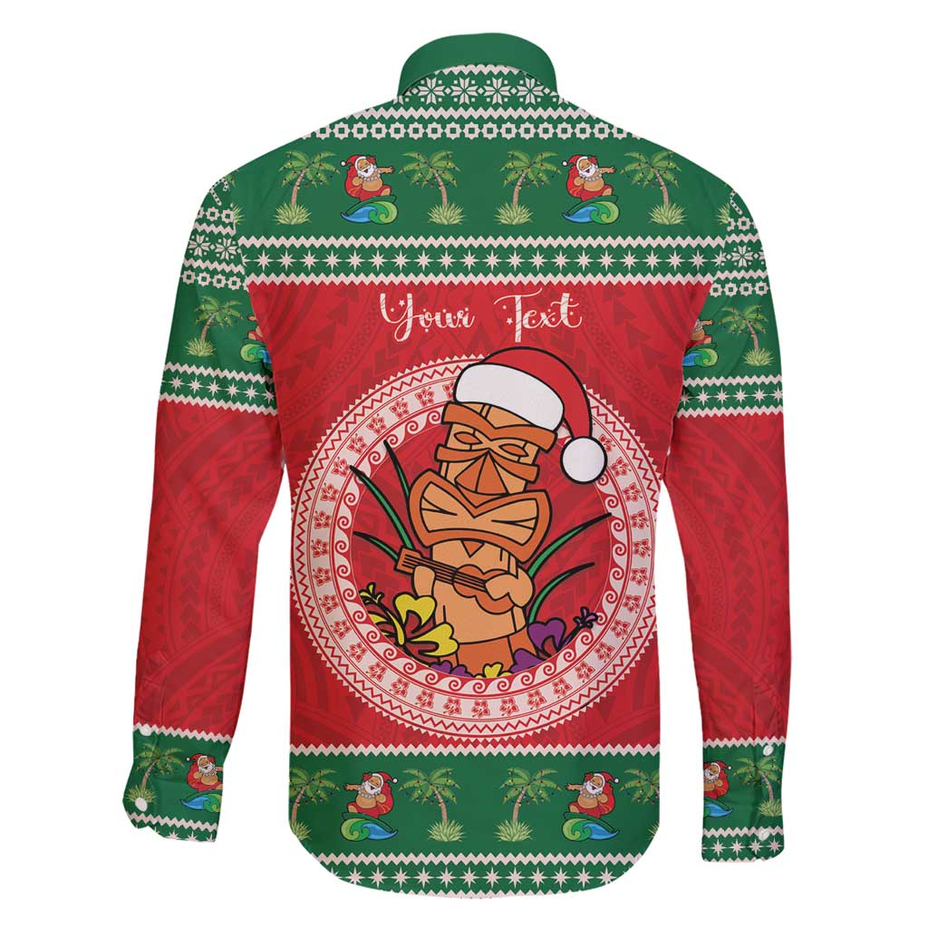 Personalized Hawaii Christmas Family Matching Short Sleeve Bodycon Dress and Hawaiian Shirt Tiki Santa Mele Kalikimaka