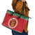 Personalized Hawaii Christmas Leather Tote Bag Tiki Santa Mele Kalikimaka