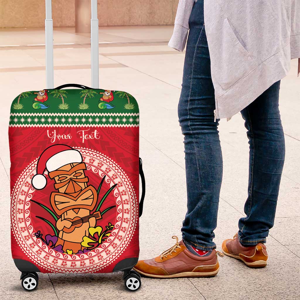 Personalized Hawaii Christmas Luggage Cover Tiki Santa Mele Kalikimaka