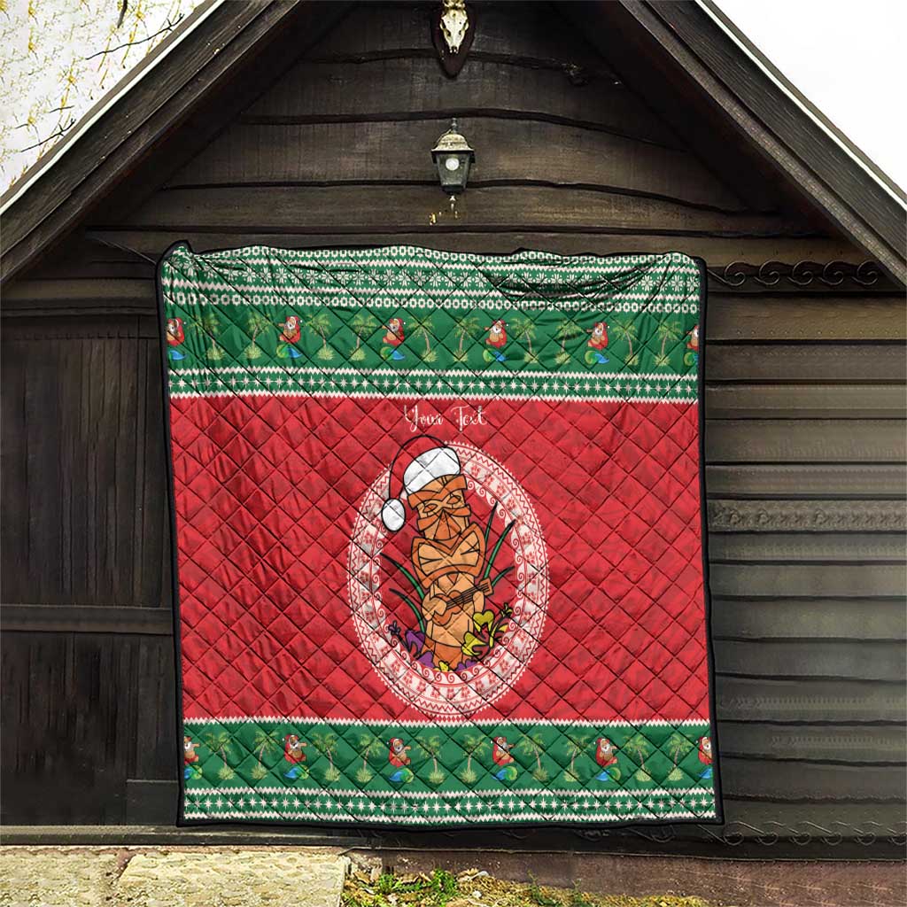 Personalized Hawaii Christmas Quilt Tiki Santa Mele Kalikimaka