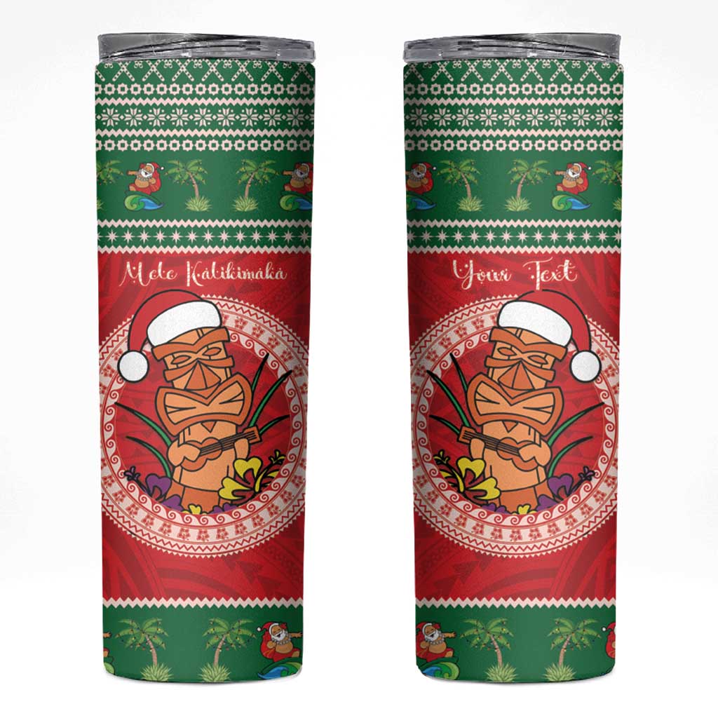 Personalized Hawaii Christmas Skinny Tumbler Tiki Santa Mele Kalikimaka