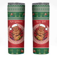Personalized Hawaii Christmas Skinny Tumbler Tiki Santa Mele Kalikimaka