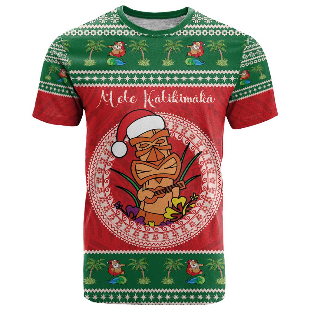 Personalized Hawaii Christmas T Shirt Tiki Santa Mele Kalikimaka