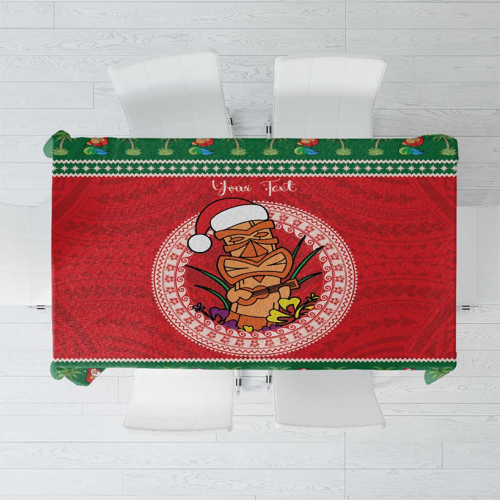 Personalized Hawaii Christmas Tablecloth Tiki Santa Mele Kalikimaka