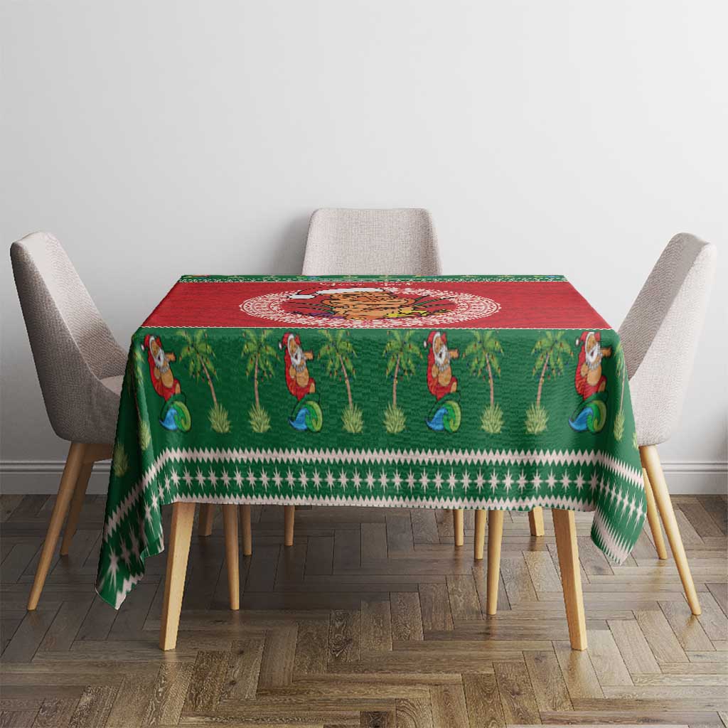 Personalized Hawaii Christmas Tablecloth Tiki Santa Mele Kalikimaka