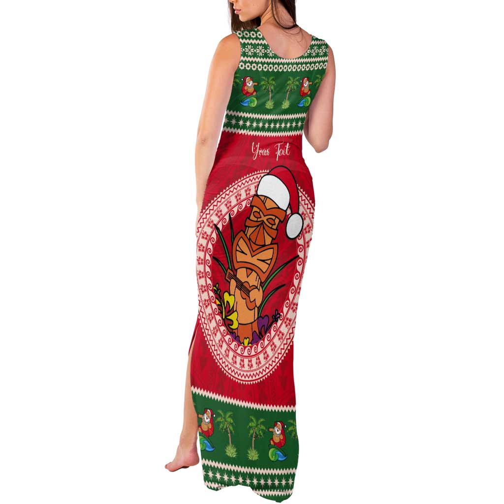 Personalized Hawaii Christmas Tank Maxi Dress Tiki Santa Mele Kalikimaka