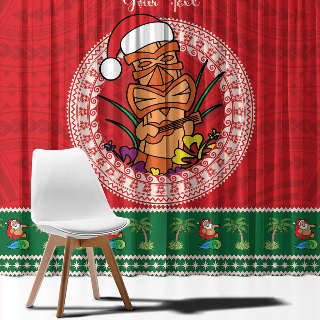 Personalized Hawaii Christmas Window Curtain Tiki Santa Mele Kalikimaka