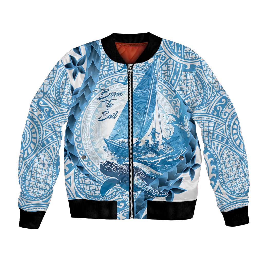 New Zealand Sailing Bomber Jacket Aotearoa Yacht Racing - Born To Sail LT14 Unisex Blue - Polynesian Pride