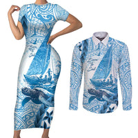 New Zealand Saling Couples Matching Short Sleeve Bodycon Dress and Long Sleeve Button Shirt Aotearoa Yacht Racing - Born To Sail