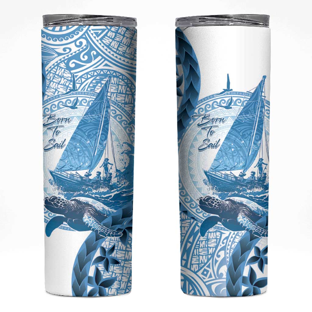 New Zealand Sailing Skinny Tumbler Aotearoa Yacht Racing - Born To Sail LT14 Blue - Polynesian Pride