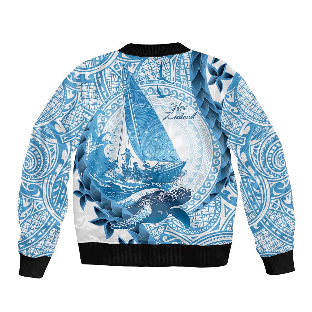 New Zealand Sailing Sleeve Zip Bomber Jacket Aotearoa Yacht Racing - Born To Sail LT14 - Polynesian Pride