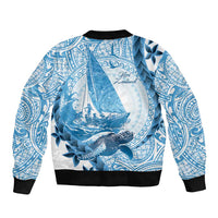New Zealand Sailing Sleeve Zip Bomber Jacket Aotearoa Yacht Racing - Born To Sail LT14 - Polynesian Pride