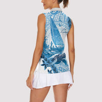 New Zealand Sailing Women Sleeveless Polo Shirt Aotearoa Yacht Racing - Born To Sail LT14 - Polynesian Pride