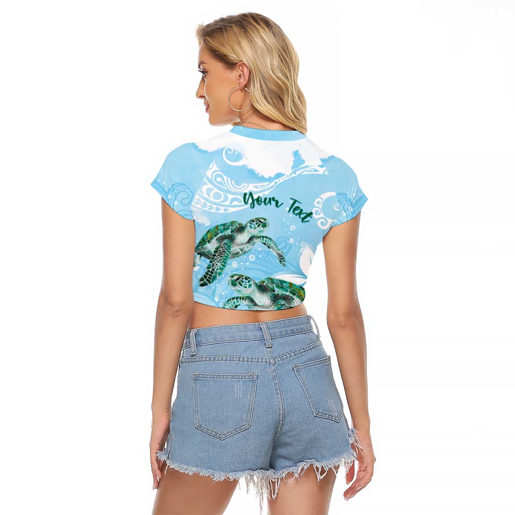 Personalised Polynesia Valentine's Day Raglan Cropped T Shirt SeaTurtle Couple Polynesian - Fairy Sparkles Color