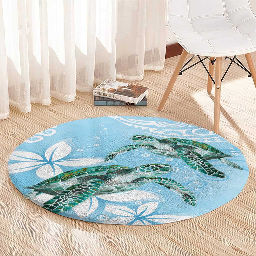 Polynesia Valentine's Day Round Carpet SeaTurtle Couple Polynesian - Fairy Sparkles Color