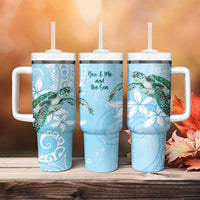 Personalised Polynesia Valentine's Day Tumbler With Handle SeaTurtle Couple Polynesian - Fairy Sparkles Color