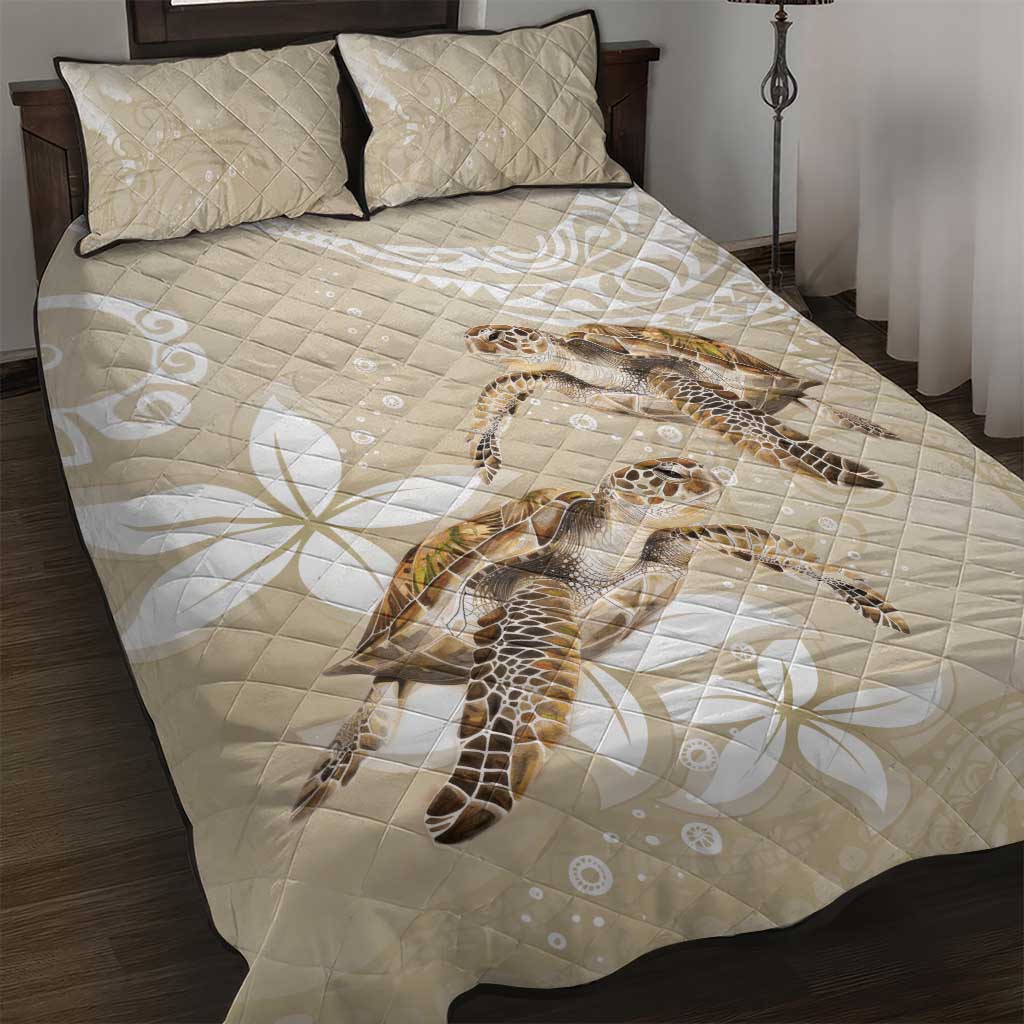 Happy Valentine's Day Polynesia Quilt Bed Set SeaTurtle Couple Polynesian - Pollinate Color