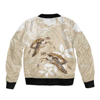 Happy Valentine's Day Polynesia Sleeve Zip Bomber Jacket SeaTurtle Couple Polynesian - Pollinate Color