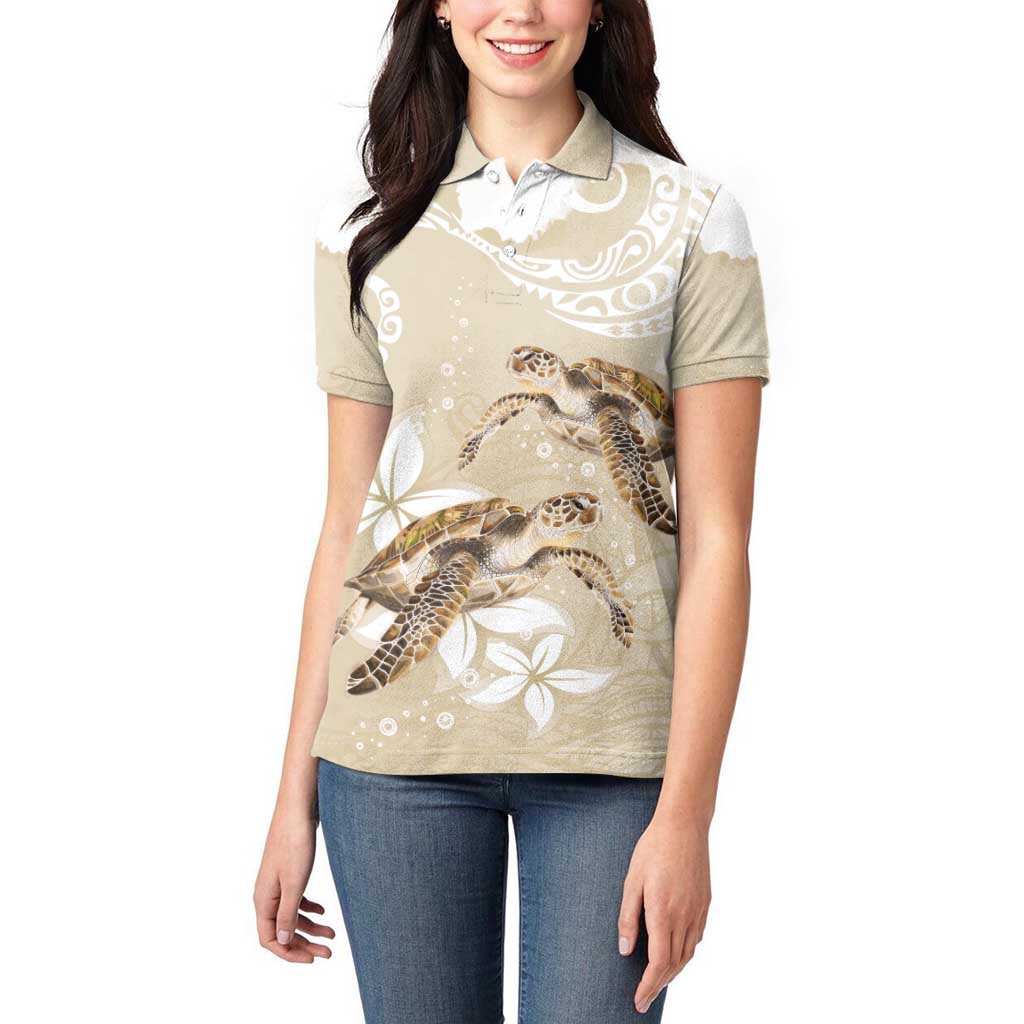 Happy Valentine's Day Polynesia Women Polo Shirt SeaTurtle Couple Polynesian - Pollinate Color