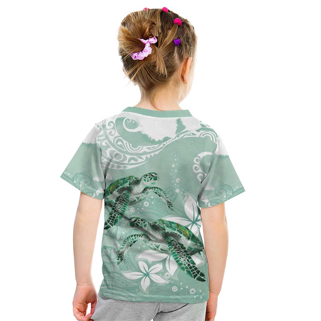 Happy Valentine's Day Polynesia Kid T Shirt SeaTurtle Couple Polynesian - Green Lester Color