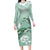 Happy Valentine's Day Polynesia Long Sleeve Bodycon Dress SeaTurtle Couple Polynesian - Green Lester Color